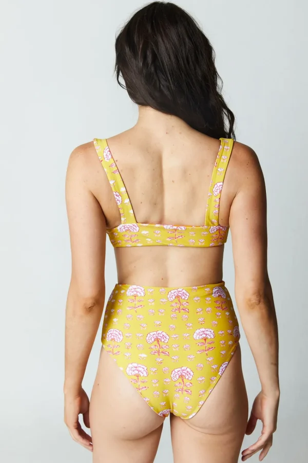 Tops<Citrine Swim Bea Top // Orange-Olive Block Print (reversible)