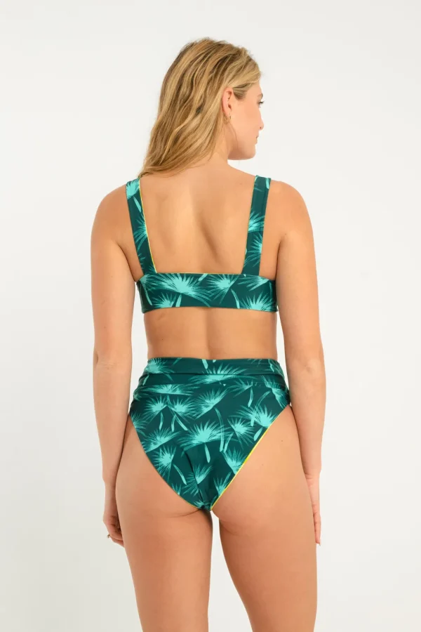 Tops<Citrine Swim Bea Top // Teal/Lime Palm (reversible)