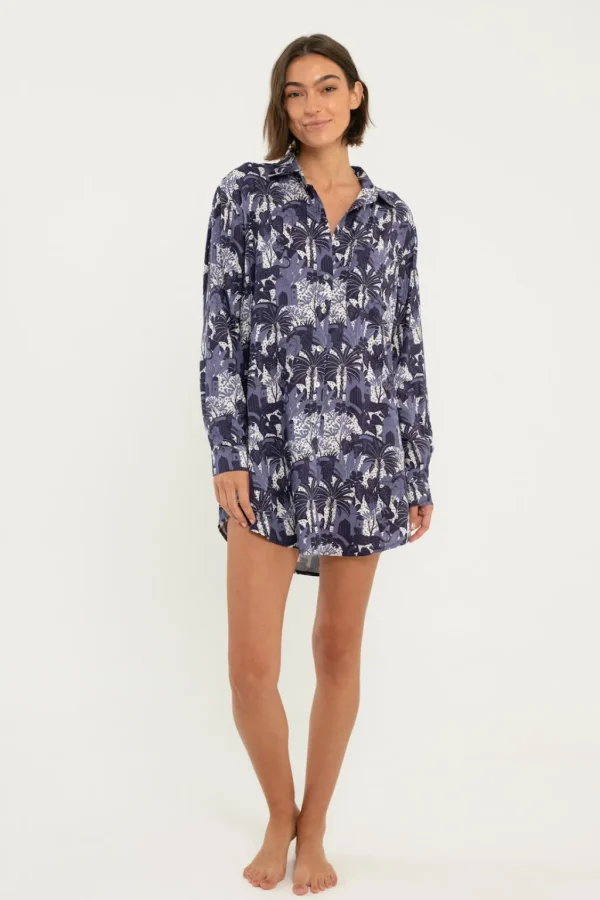 Tops<Citrine Swim Hampton Shirt // Navy Jungle
