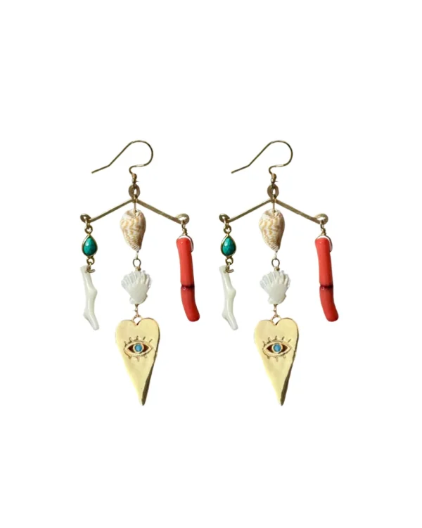 Jewelry<Citrine Swim Heart and Eye Chandelier Earrings
