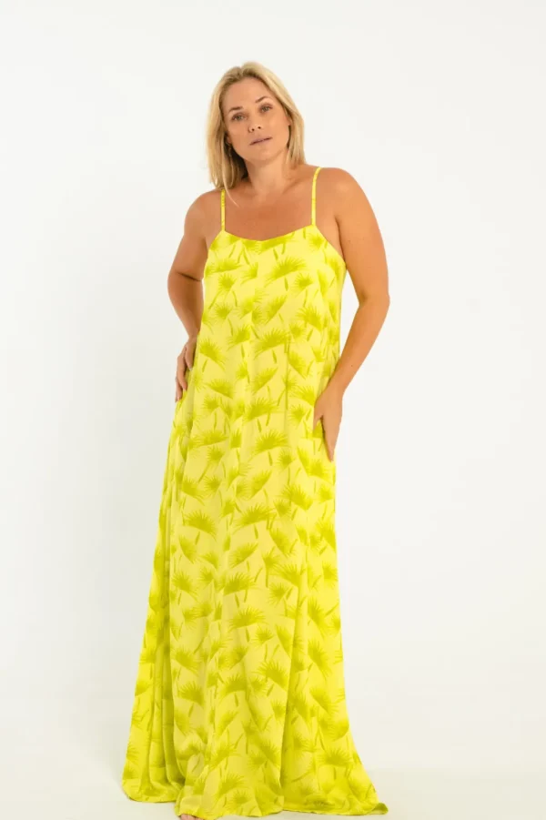 Dresses<Citrine Swim Lizzie Dress // Lime Palms