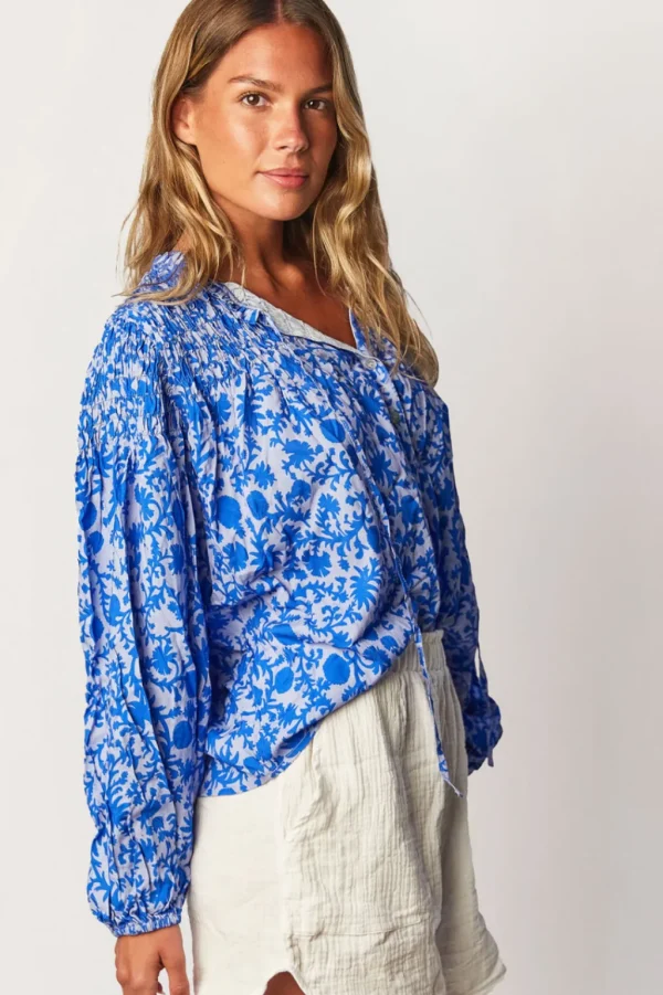 Tops<Citrine Swim Lorelei Blouse // Blue Blooms