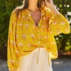 Tops<Citrine Swim Lorelei Blouse // Olive Block Print