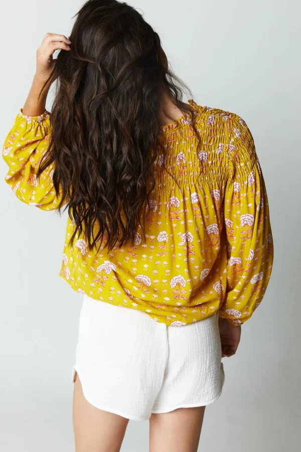 Tops<Citrine Swim Lorelei Blouse // Olive Block Print