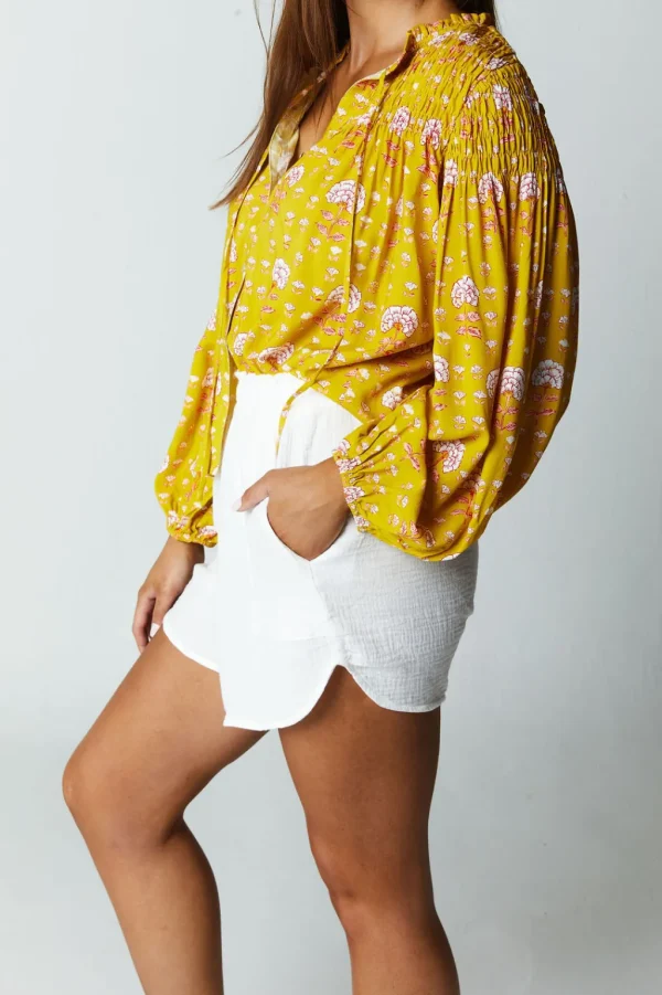 Tops<Citrine Swim Lorelei Blouse // Olive Block Print