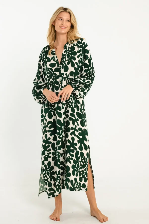 Dresses<Citrine Swim Siesta Dress // Dark Green Abstract
