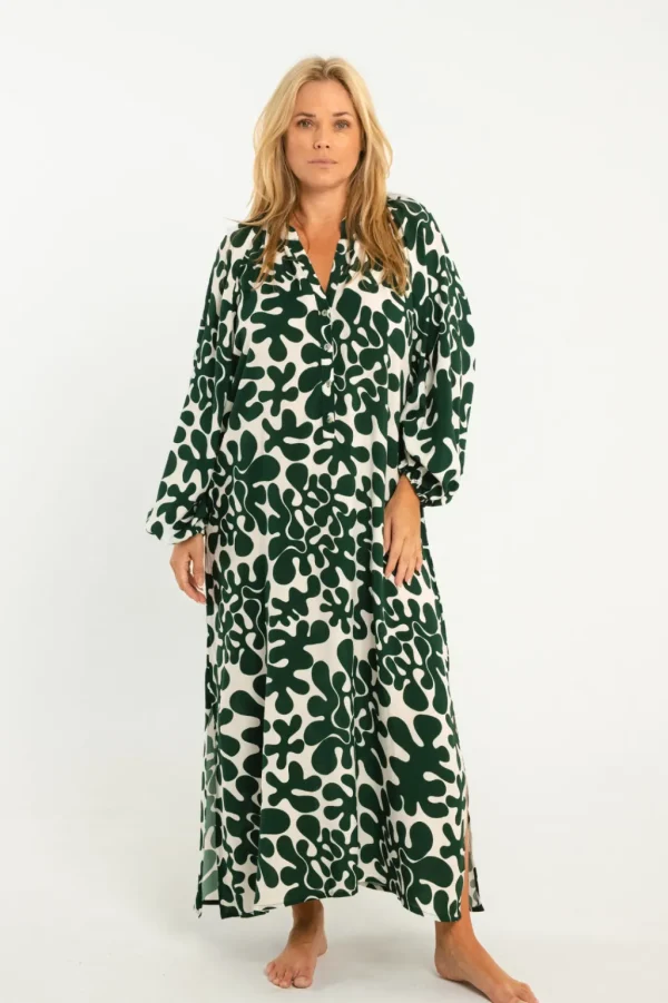 Dresses<Citrine Swim Siesta Dress // Dark Green Abstract